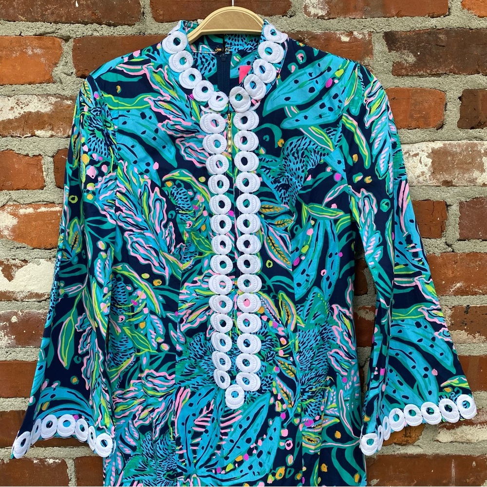 Lilly Pulitzer Shealyn Caftan Maxi Dress Catty Purrsonality Blue Size 0 NWT - Picture 4 of 10